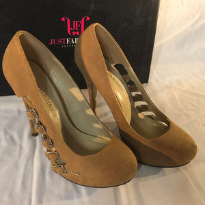 Just Fabulous Fab tan heels pumps
